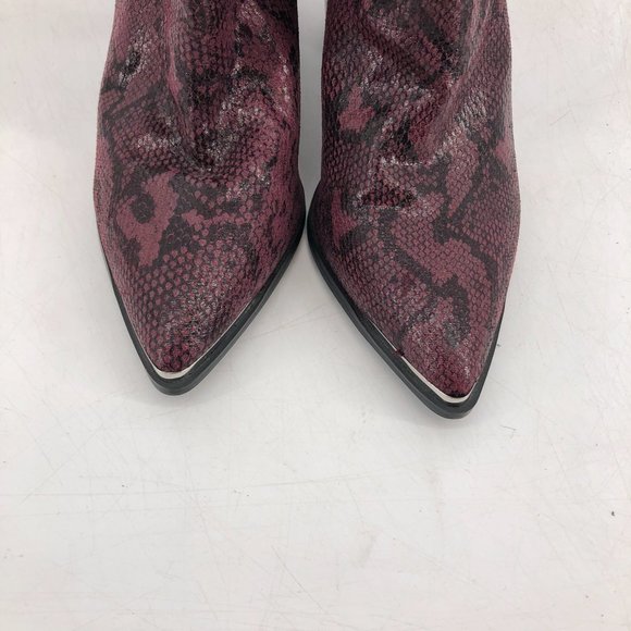 Steve Madden NWOT Zora Maroon snakeskin heeled western ankle boots size 10 - Picture 11 of 14